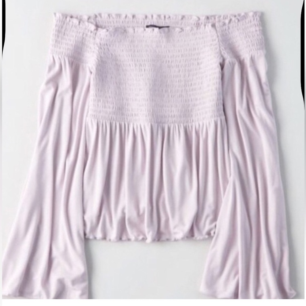 American Eagle Outfitters Off-Shoulder Light purple mauve Blouse medium - Picture 3 of 5